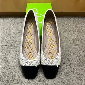 Sam Edelman Quilted White and Black Flats